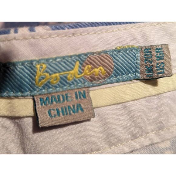 Boden Women Blue Dandelion Print Wide Leg Cotton Blend Cropped Pants Size 16 - Picture 12 of 13